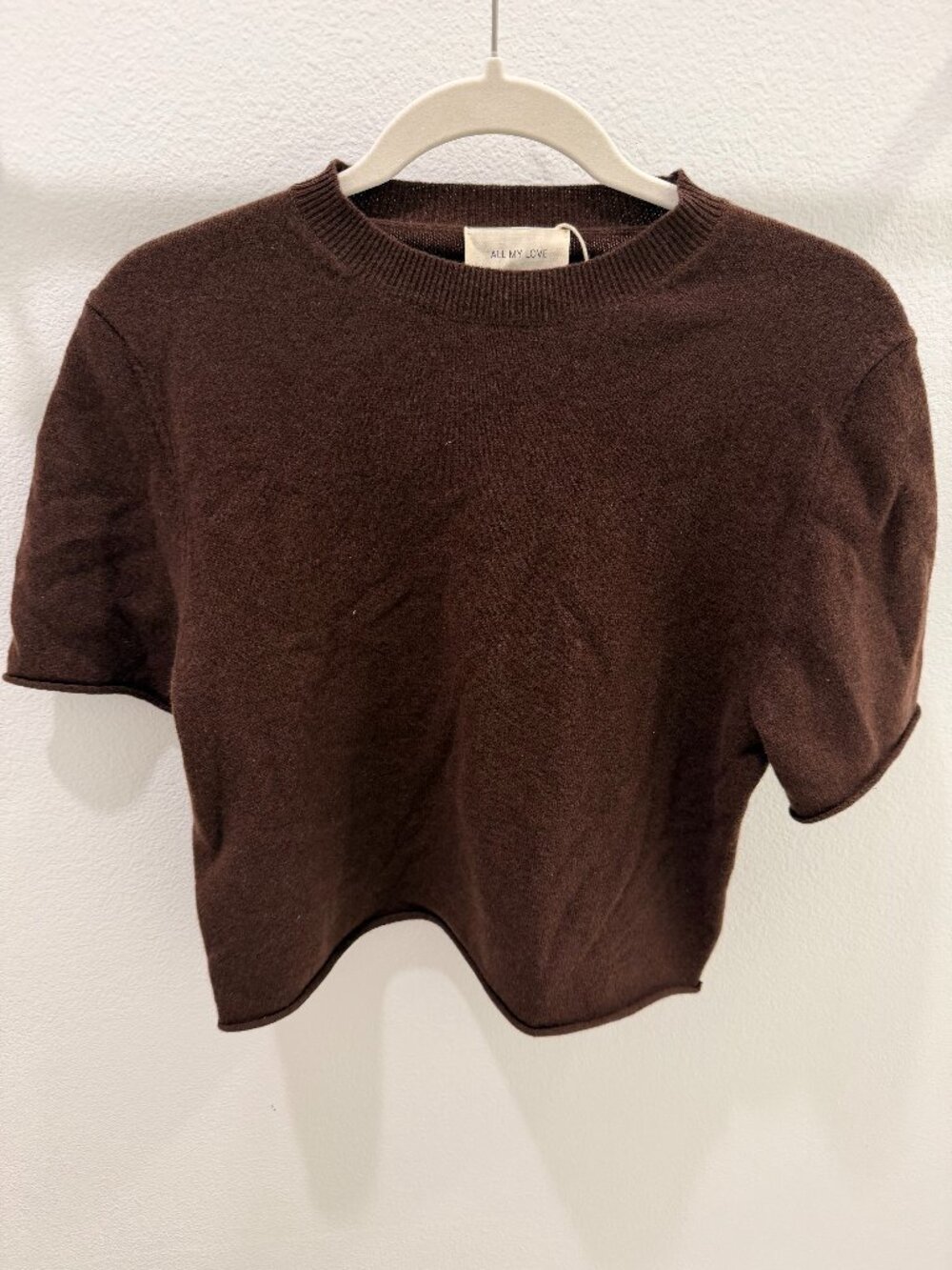 All My Love Ava Crop Knit Top Espresso Brown Size S